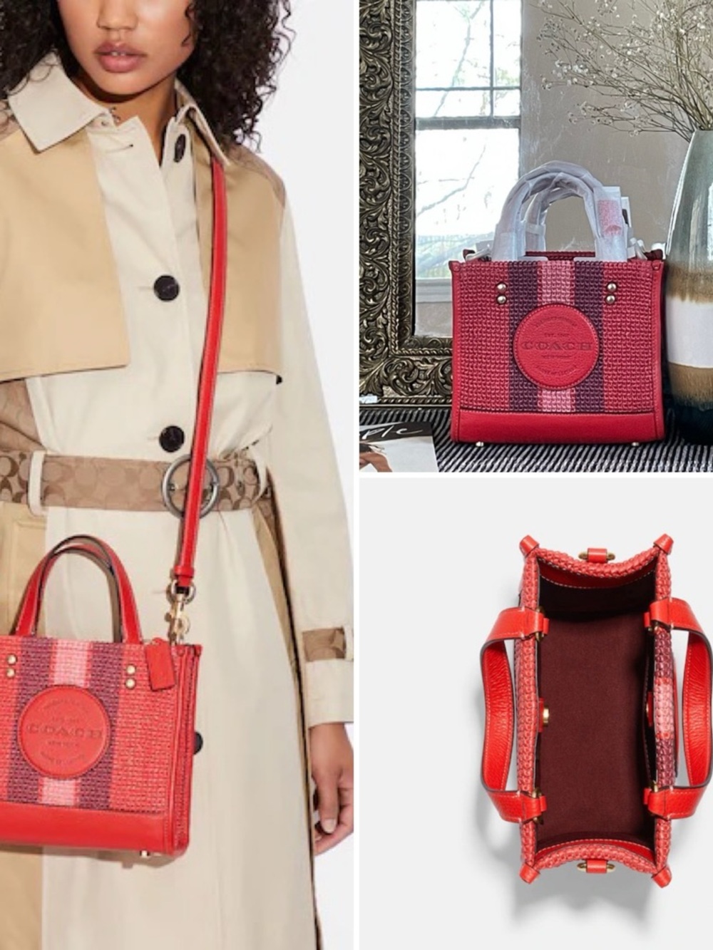 Coach Dempsey Tote 22 With Coach Patch in Miami Red